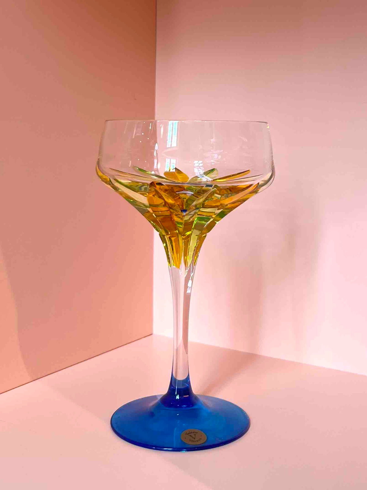 Champagnerschale Champagnerglas Kristallglas · blau gelb hellgrün – L I N A F A K T U R