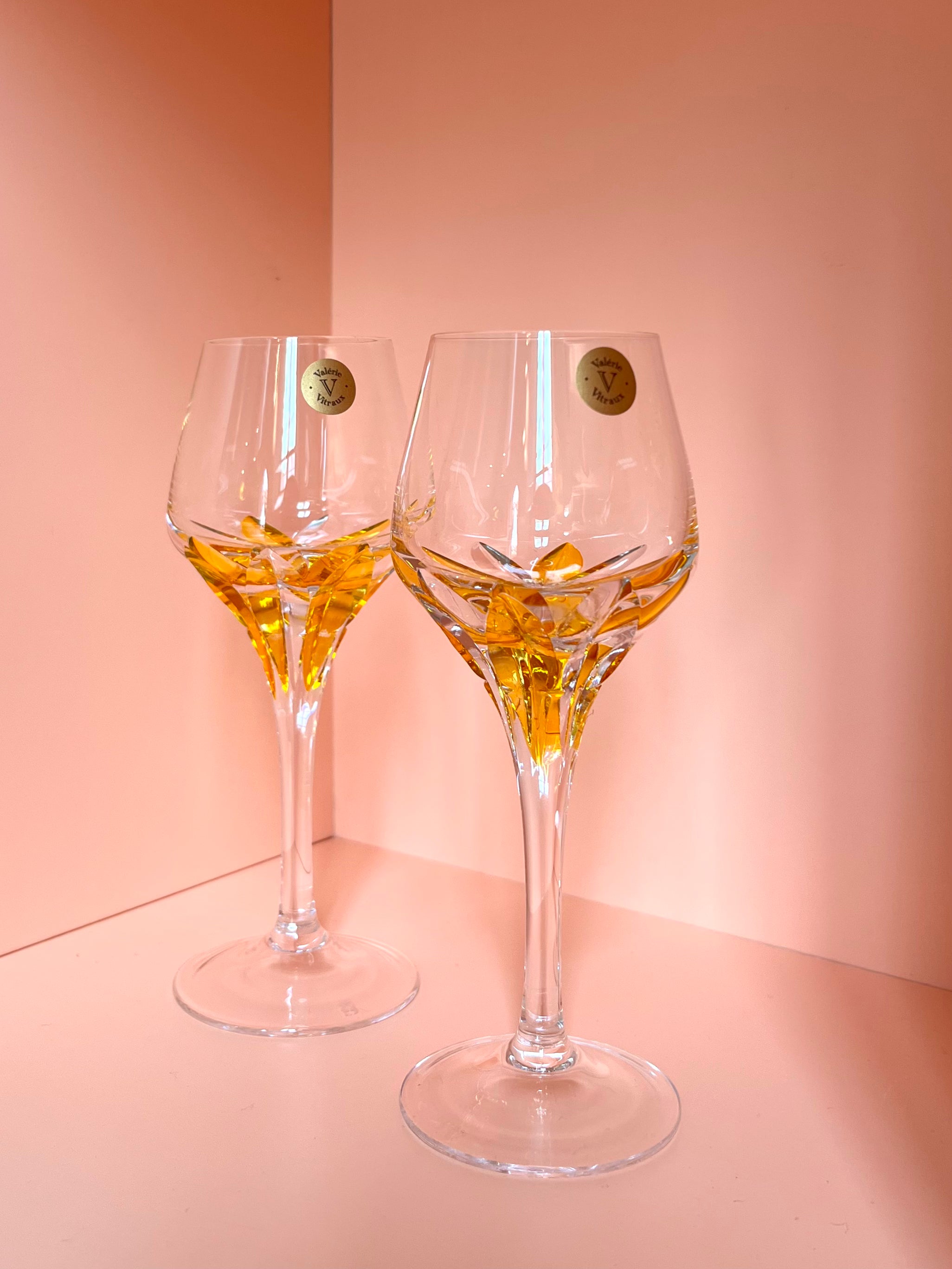 Likörglas · geschliffen · gelb