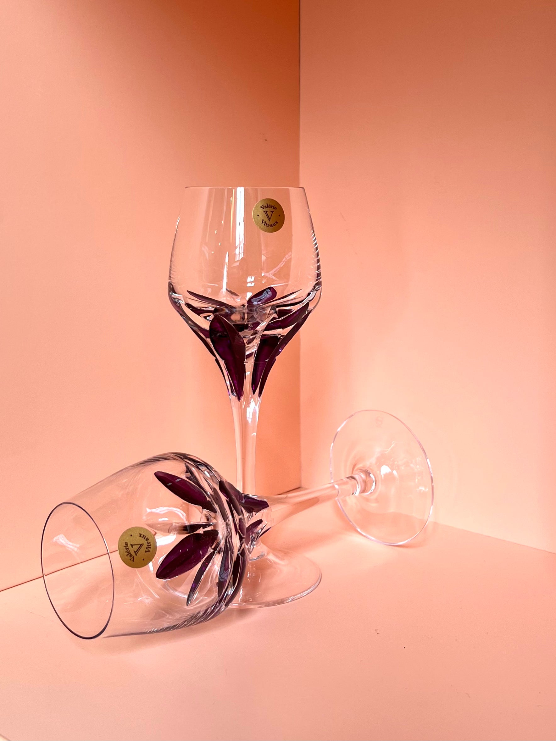 Likörglas · geschliffen · lila
