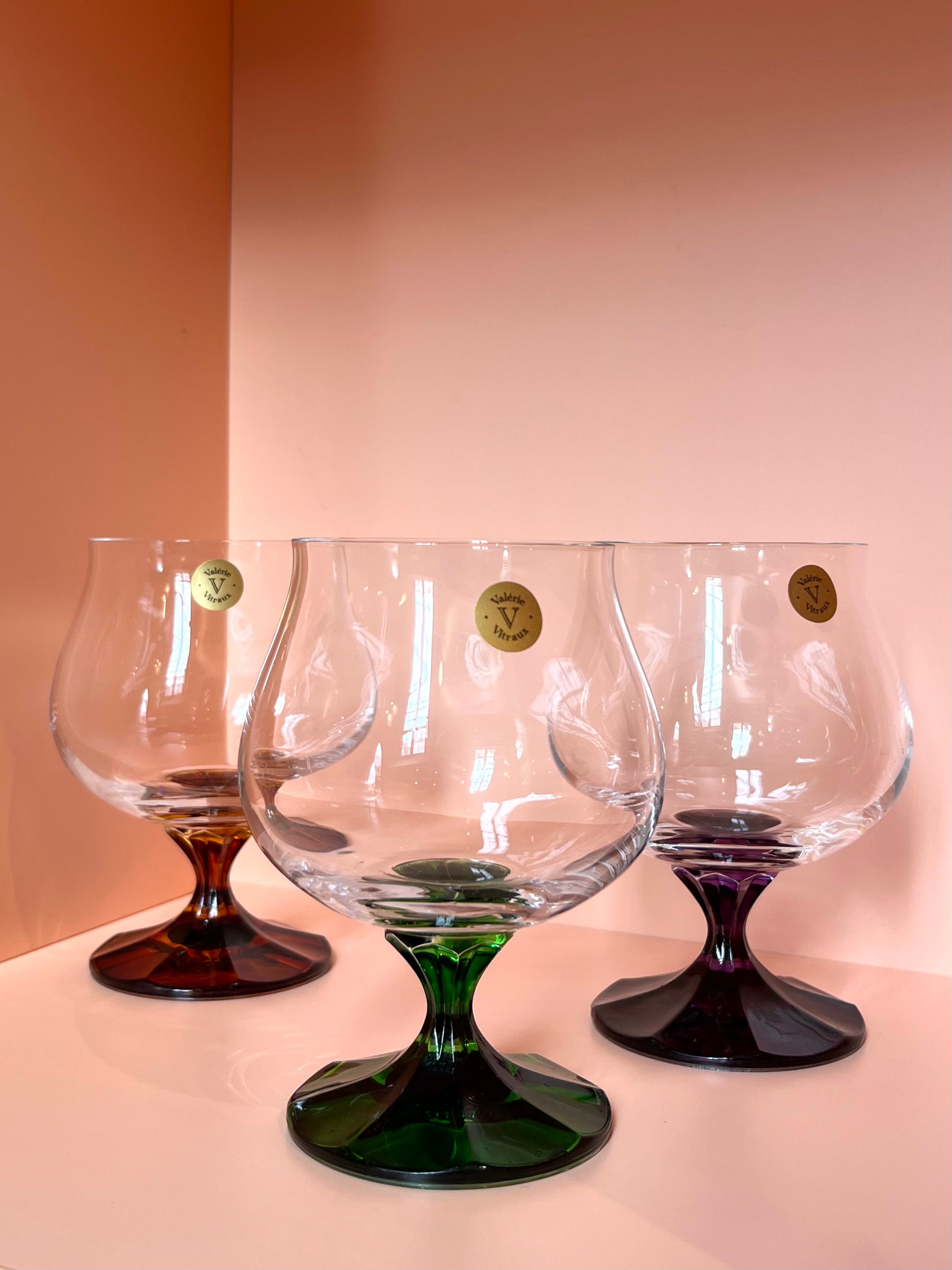 Cognacschwenker · grün mit lila "Auge"