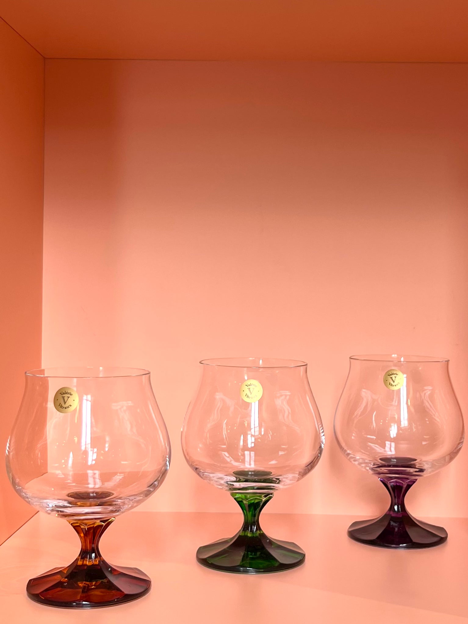 Cognacschwenker · grün mit lila "Auge"
