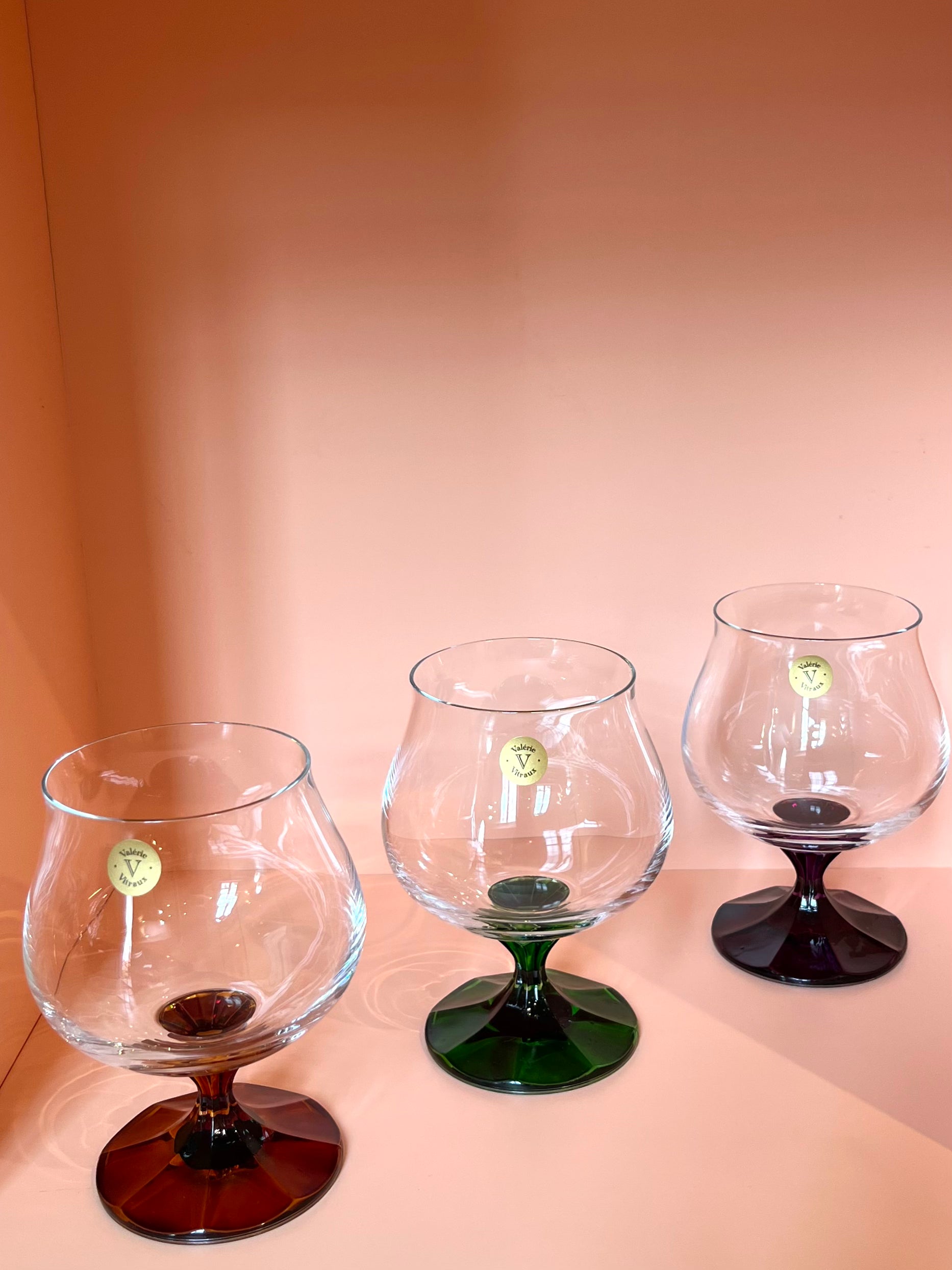 Cognacschwenker · grün mit lila "Auge"