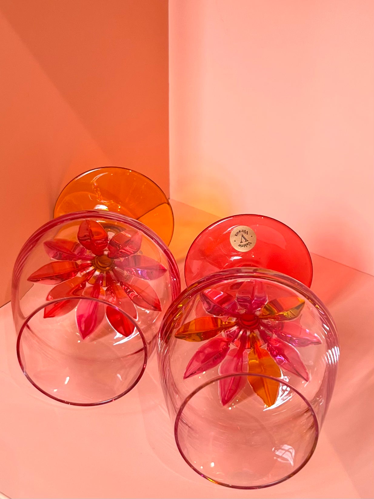 Cognacschwenker · geschliffen · gelb rot rosa