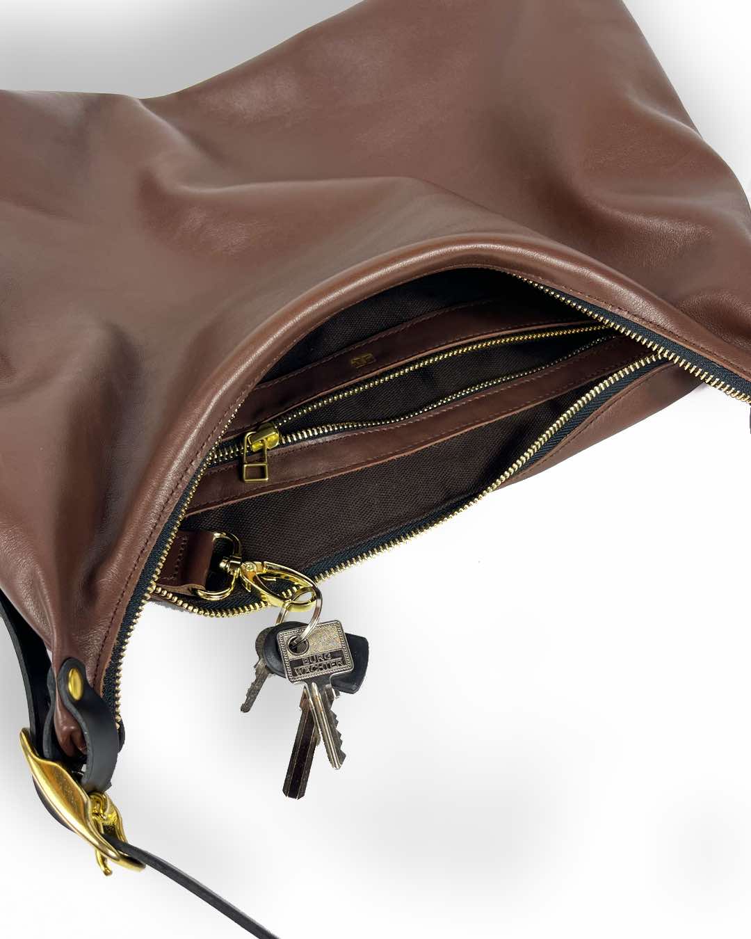 Handtasche VANESSA aus butterweichem braunem Rindleder